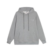Dior Classic Letter Embroidered Hoodie Grey