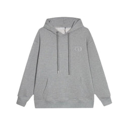 Dior Classic Letter Embroidered Hoodie Grey