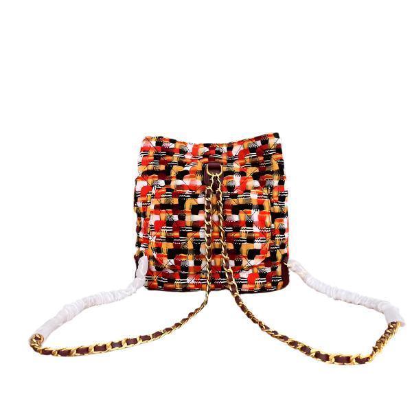 Chanel Tweed Quilted Small CC Chain Bucket Backpack Multicolor