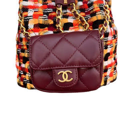 Chanel Tweed Quilted Small CC Chain Bucket Backpack Multicolor