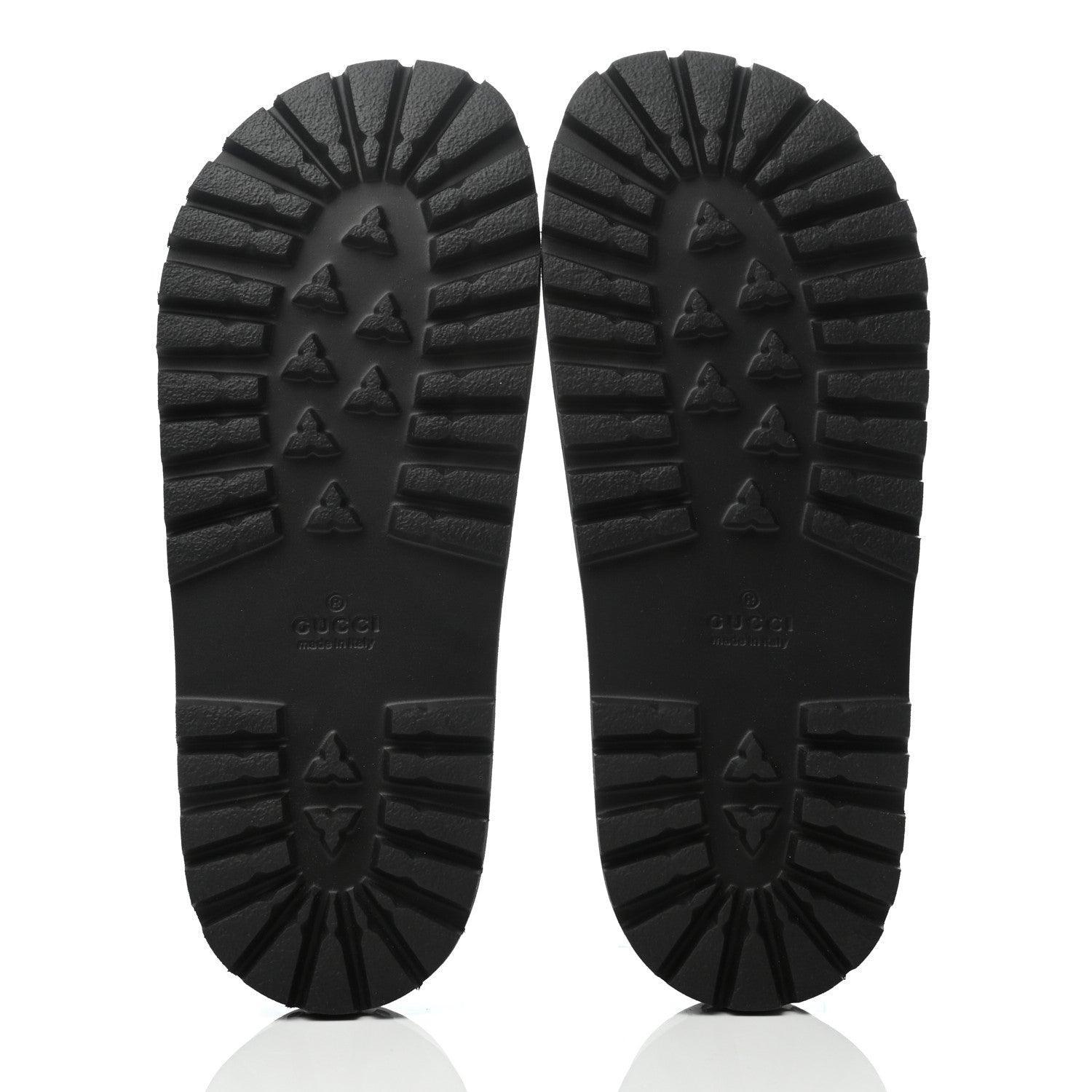 Gucci Rubber Web Mens Lug Sole Slide Sandals Black Green Red