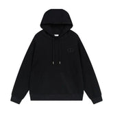 Dior Classic Letter Embroidered Hoodie Black