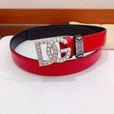 Dolce Gabbana Calfskin belt with bejeweled DG logo 'Red'