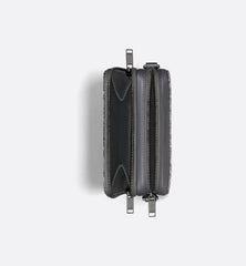 Zipped Pouch with Strap Grey and Black Dior Oblique Jacquard