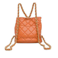 Chanel Tweed Quilted Small CC Chain Bucket Backpack Orange