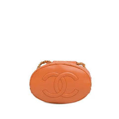 Chanel Tweed Quilted Small CC Chain Bucket Backpack Orange