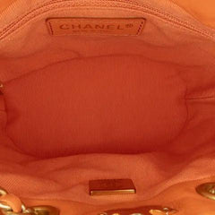Chanel Tweed Quilted Small CC Chain Bucket Backpack Orange