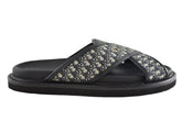 Dior Mens Aqua Sandal Beige Black Blue Oblique Jacquard Logo Slide Slip On