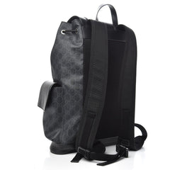Gucci Soft GG Supreme Monogram Appia Calfskin Web Double Buckle Backpack Black
