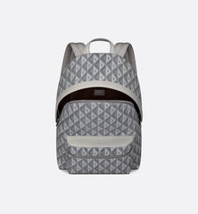 Dior Rider Zipped Backpack Grey Coated Cotton Canvas with CD Diamond Print