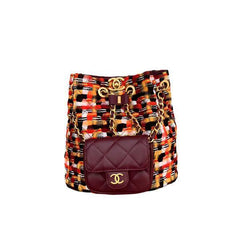 Chanel  Tweed Quilted Small CC Chain Bucket Backpack Multicolor