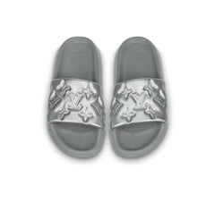 LOUIS VUITTON Waterfront Slide Slippers Men's Silver Gray
