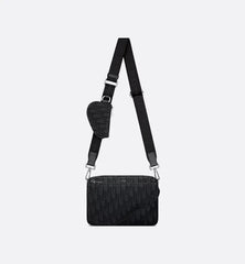 Dior Saddle Triple Pouch Beige and Black Dior Oblique Jacquard