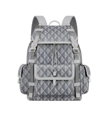 Dior Gray Coated Cotton Canvas with CD Diamond Print and Dior Gray Smooth Calfskin