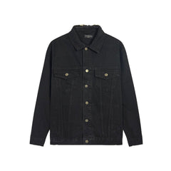 Balenciaga Black Embroidered Political Logo Denim Jacket