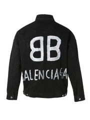 Balenciaga BB Sprayed Denim Jacket Large Fit 'Dark Grey White'
