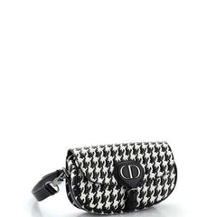 Christian Dior Bobby Flap Bag Houndstooth Embossed Calfskin East West