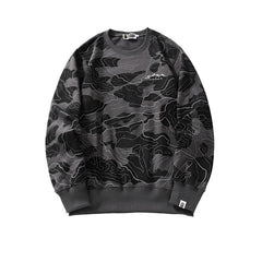 BATHING APE MEN SWEATSHIRT LAYERED CAMO CREWNECK MENS