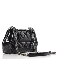Chanel  Patent Quilted Coco Shine Small Accordion Flap Black