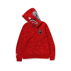 BAPE Line Camo Shark Full Zip Hoodie A Bathing Ape 'Red'