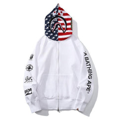 BAPE US Limited Collection USA Shark Hoodie A Bathing Ape White