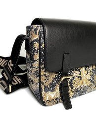 Dior Messenger Bag Regular  Dior Messenger Bag Black calfskin, cotton canvas and linen with gold Magica print