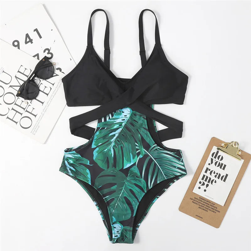 2025 Leaf Swimwear Women Skinny One Piece Swimsuit Biquini