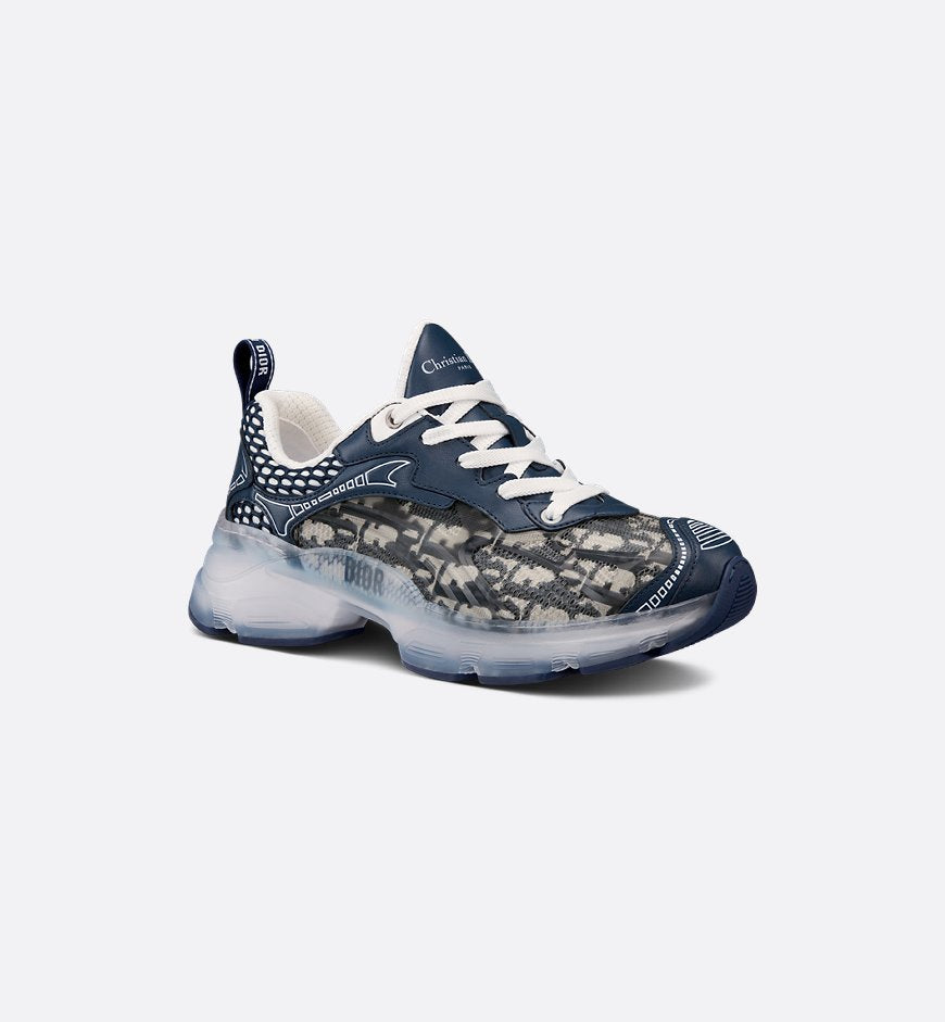 Luxury Dior Runner – Gray Oblique Mesh & Clear Sole