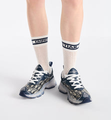Luxury Dior Runner – Gray Oblique Mesh & Clear Sole