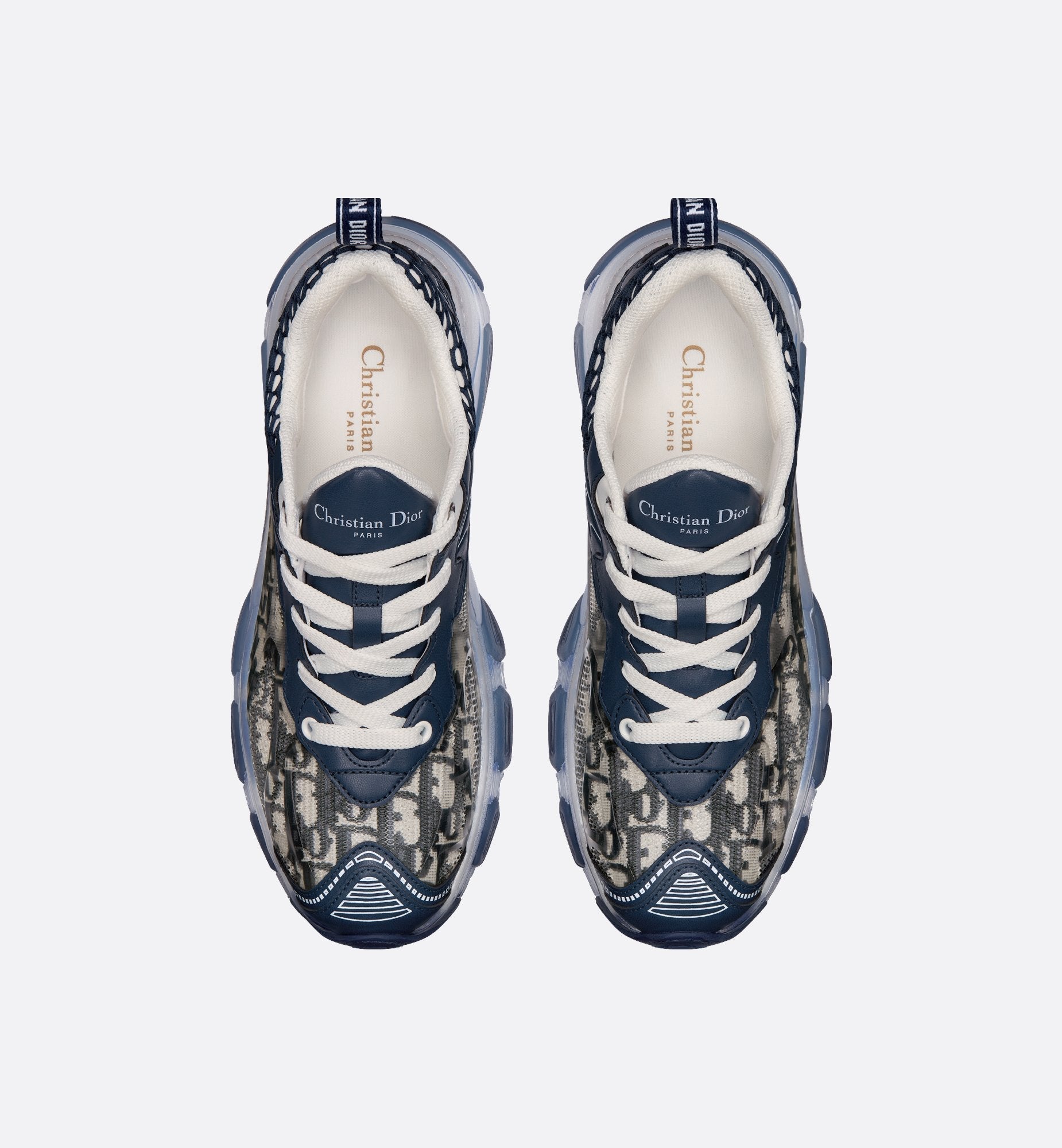 Luxury Dior Runner – Gray Oblique Mesh & Clear Sole