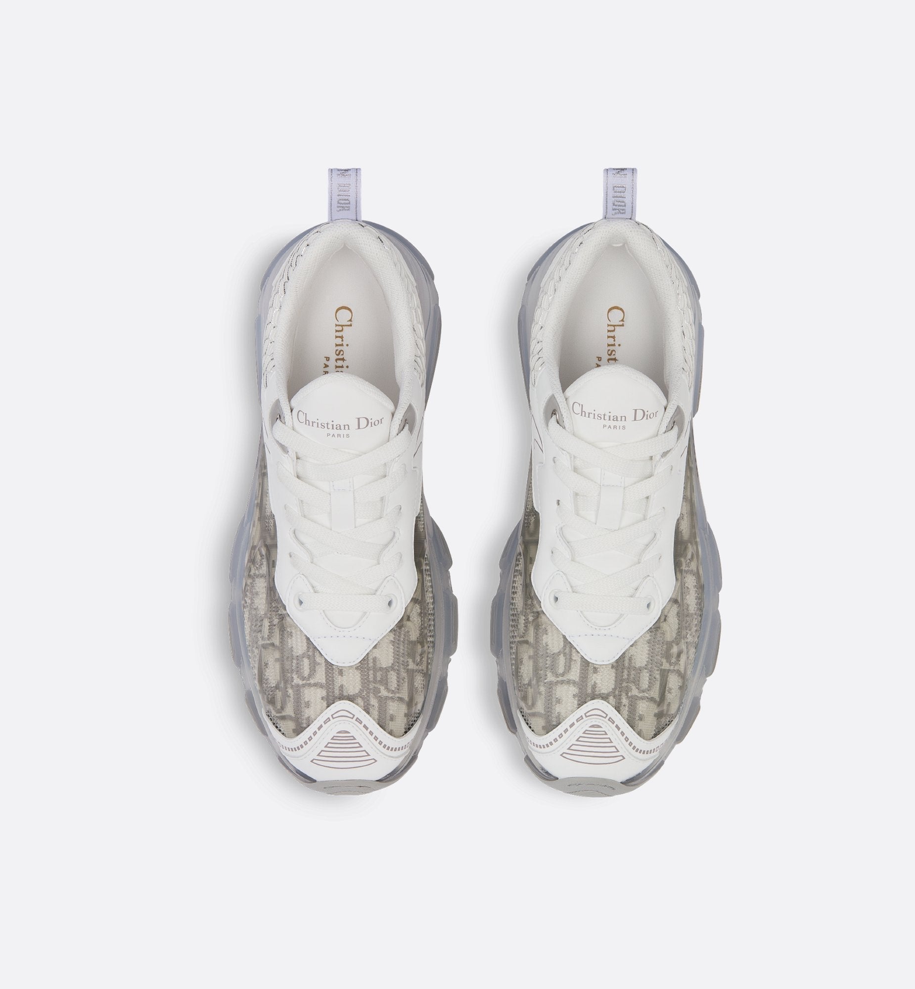 Luxury Dior Runner – Gray Oblique Mesh & Clear Sole