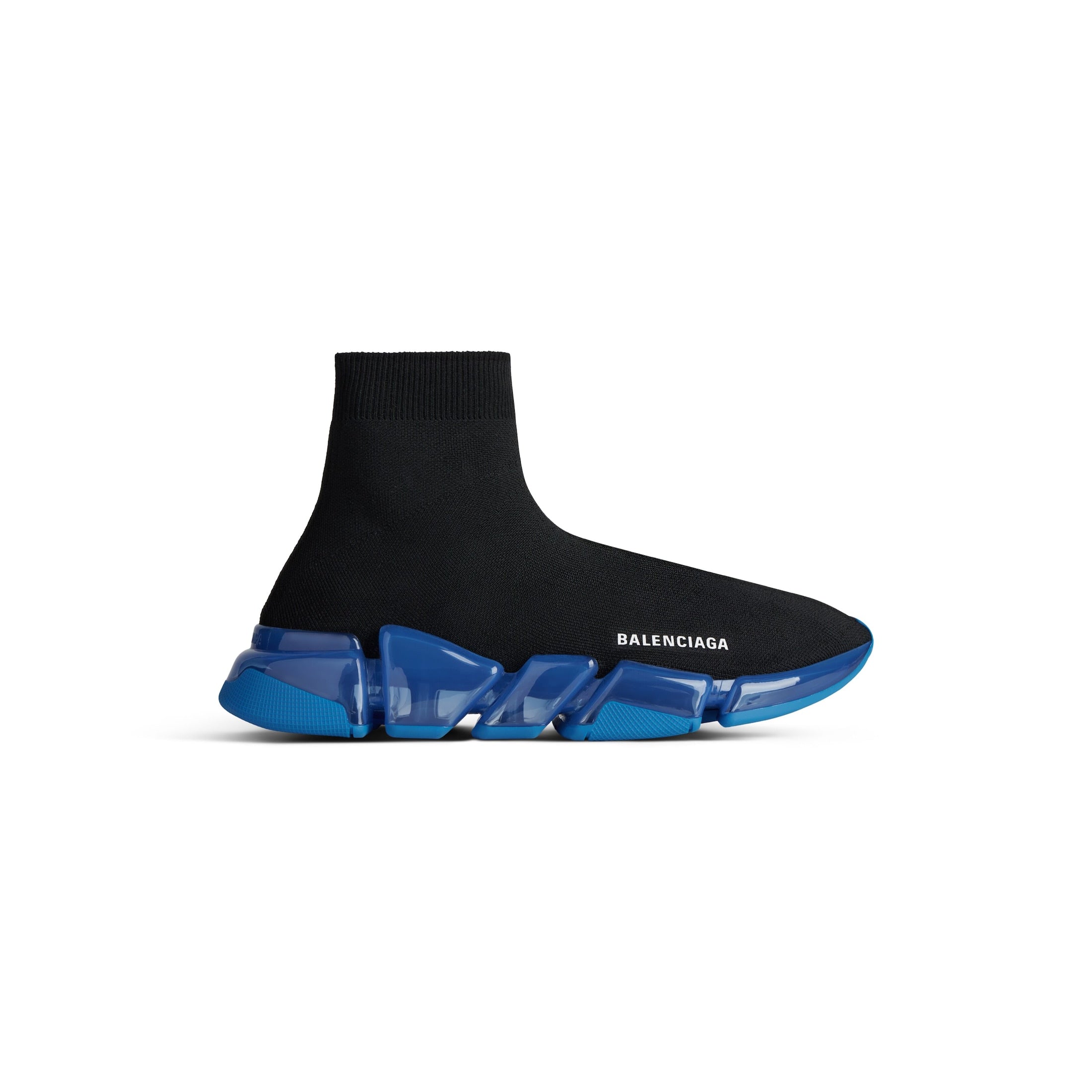 MEN'S SPEED 2.0 FULL CLEAR SOLE RECYCLED KNIT SNEAKER IN BLACK/BLUE - SpinServe