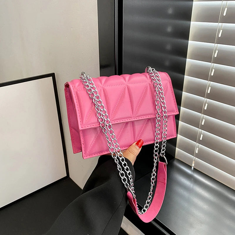 Designer Women Shoulder Bag PU Leather Handle Handbags Chain Strap Crossbody