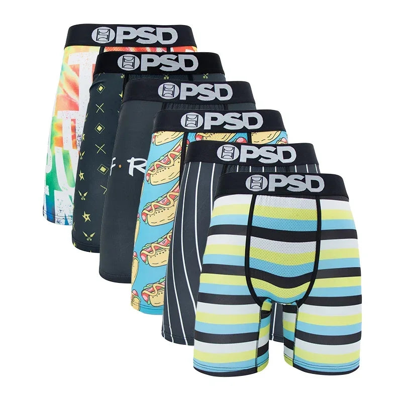 6Pcs PSD Fashion Printed Men Underwear Boxer