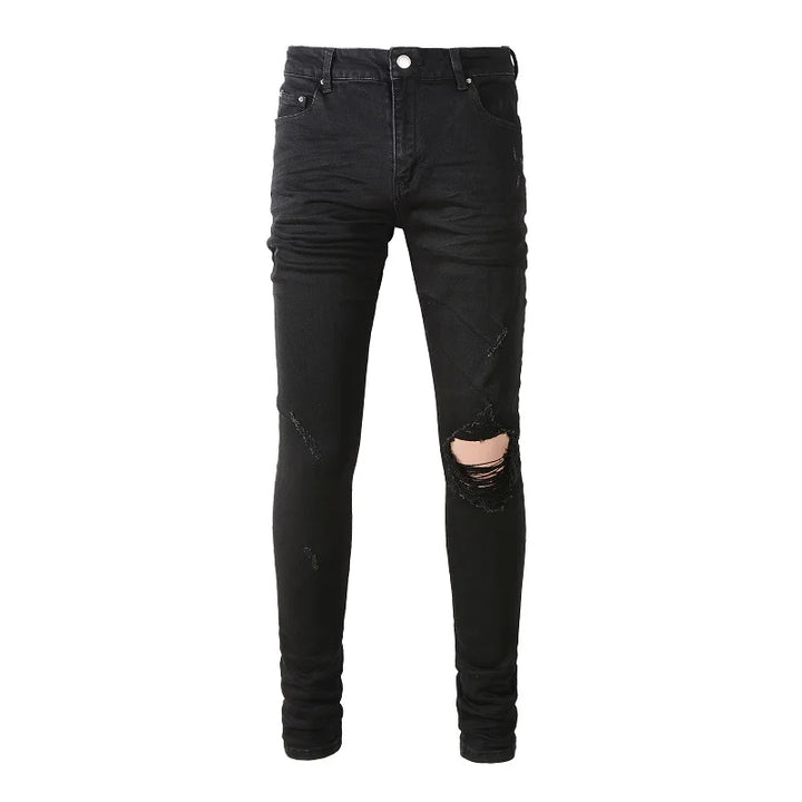 Men Classic Black Jeans Stretch Denim Skinny Pants Streetwear