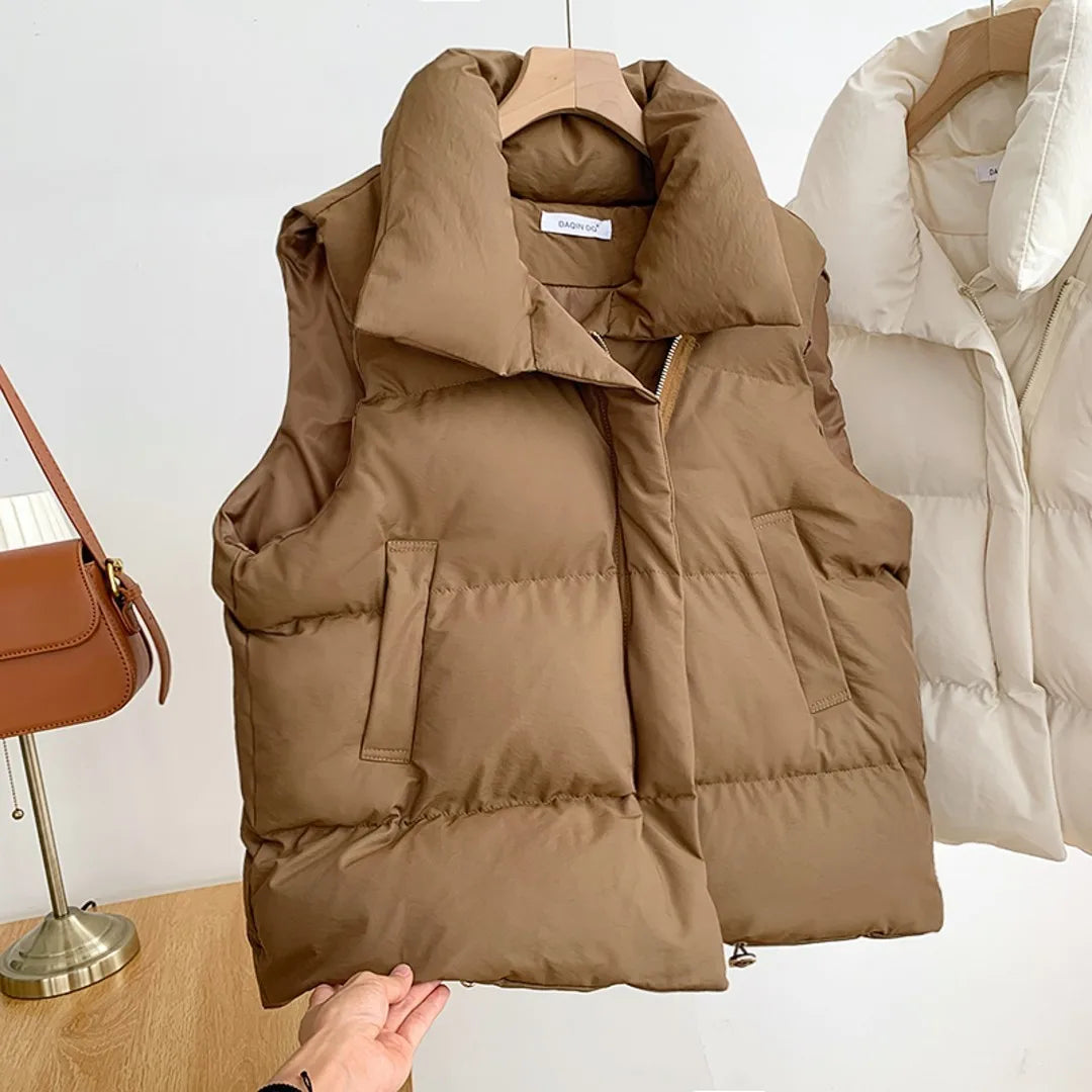 Elegant Down Coats Warm Outerwear Casual Sleeveless Jackets