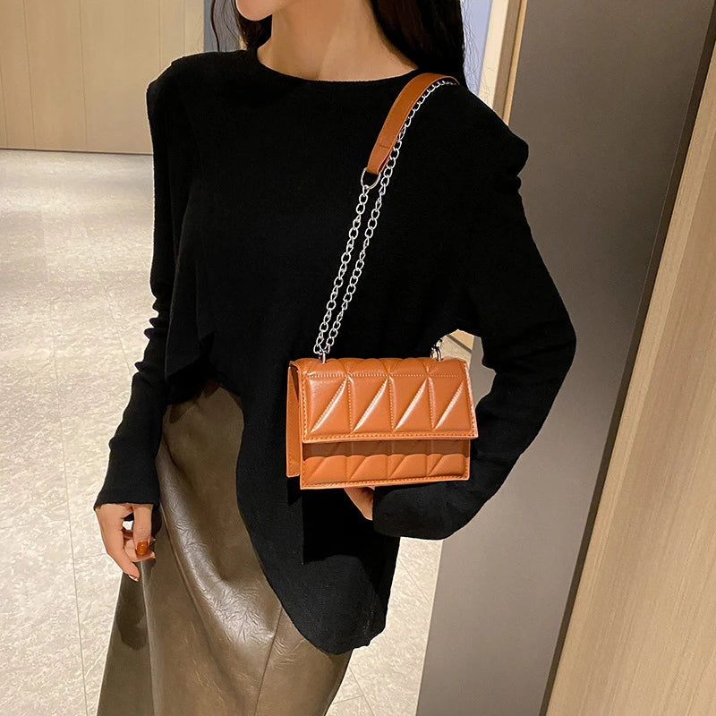Designer Women Shoulder Bag PU Leather Handle Handbags Chain Strap Crossbody