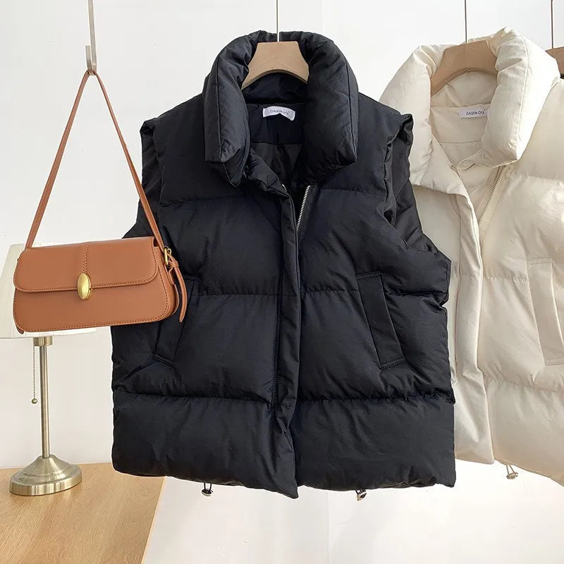 Elegant Down Coats Warm Outerwear Casual Sleeveless Jackets