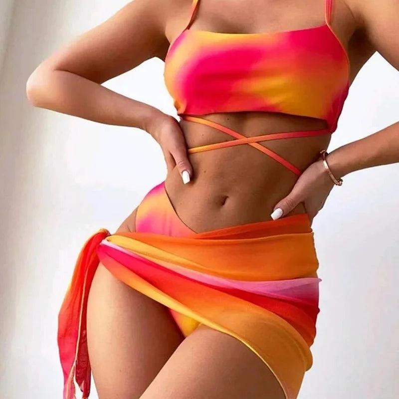 Cross-Border Three-Piece Set Bikini Swimsuit Swimwear Casual Comfortable Breathable Women's