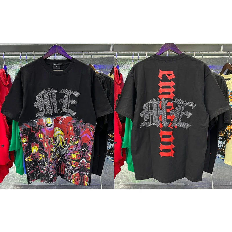 New Summer MIXED EMOTION T-Shirt Men's Streetwear Loose Oversized Top