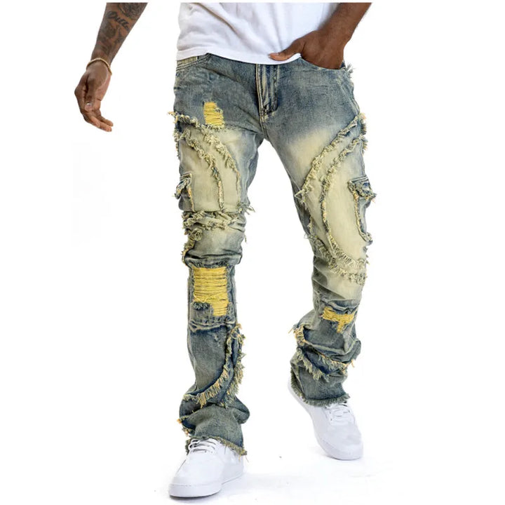 Slim Fit Skinny Straight Leg Jeans Fashion Hip Hop Denim Pants Casual Streetwear