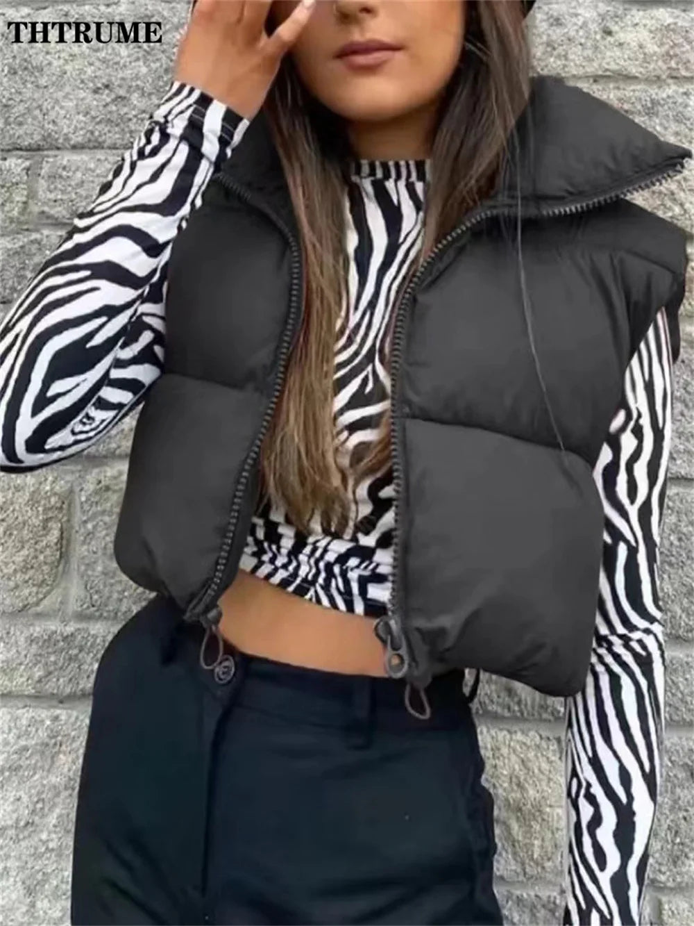 Elegant Quilted Chic Jackets Casual Office Lady Vest