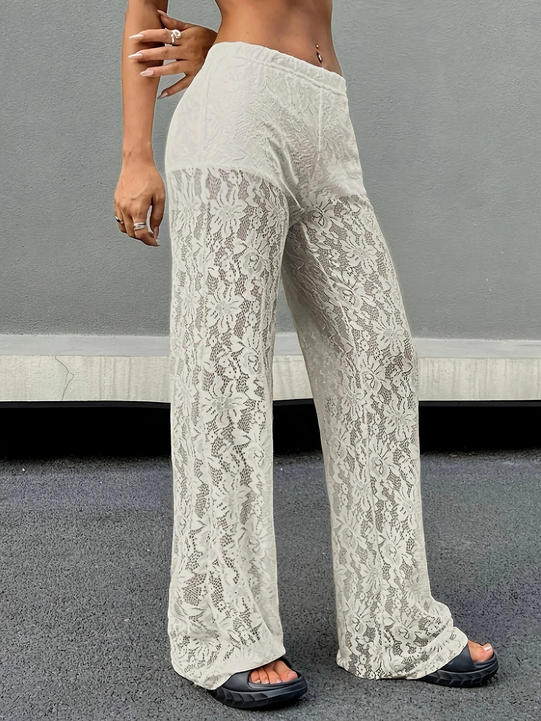 Transparent Straight Leg Casual Pants