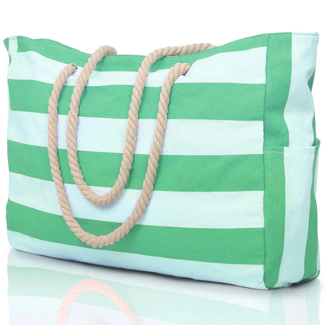 Striped zipper outer bag for outdoor travel and vacation waterproof resistant canvas