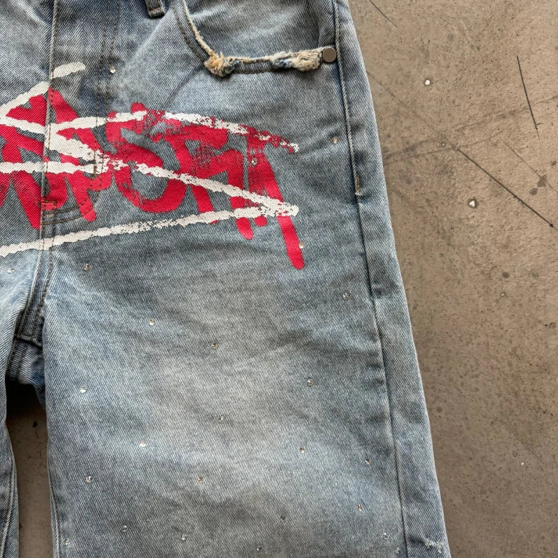 Denim Shorts Men Trend Retro Hip Hop Streetwear Pants