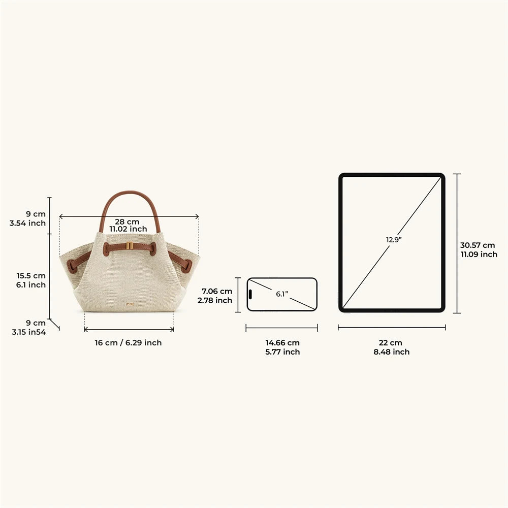 JW PEI 2025 New Women's Canvas Crossbody Shoulder Leather Tote Bag Handbag