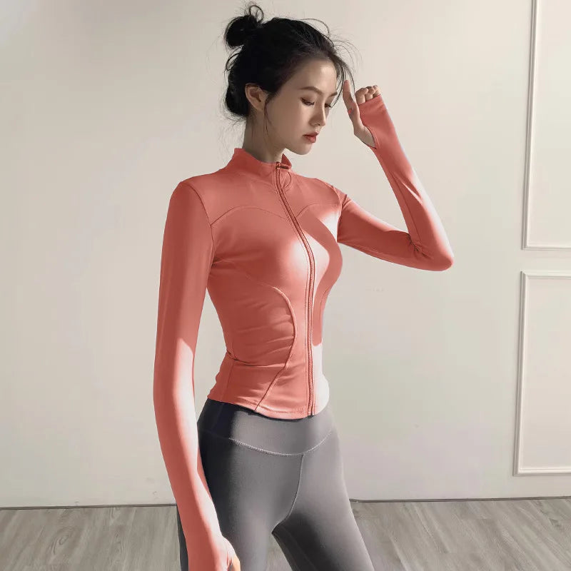 Women's Jacket Sport Coat Tight Yoga Wear Long Sleeve