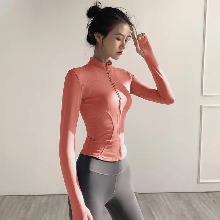 Women's Jacket Sport Coat Tight Yoga Wear Long Sleeve