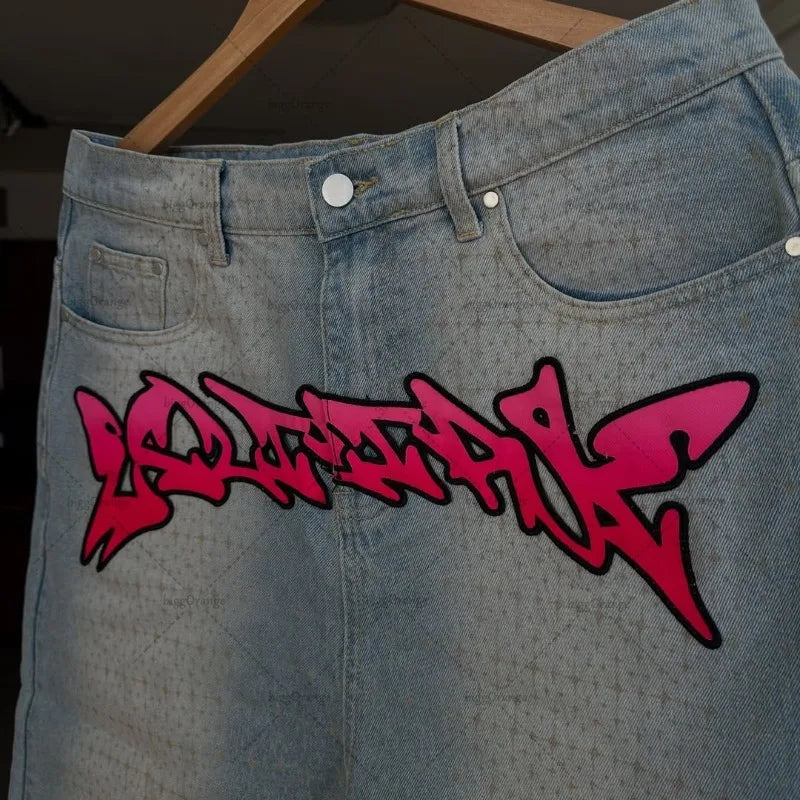 Hip-hop  Casual Loose Jeans Men High Street Fashion American Retro