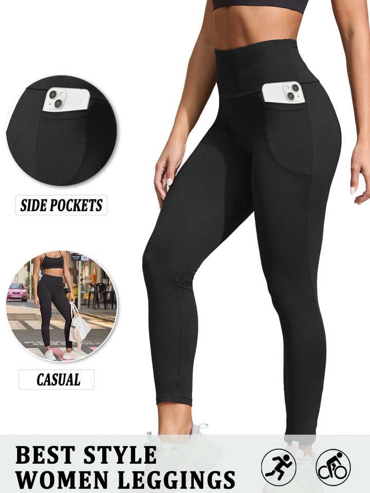 Super Soft Sports Leggings With Pockets Workout Yoga Running Push Up Gym Fitness